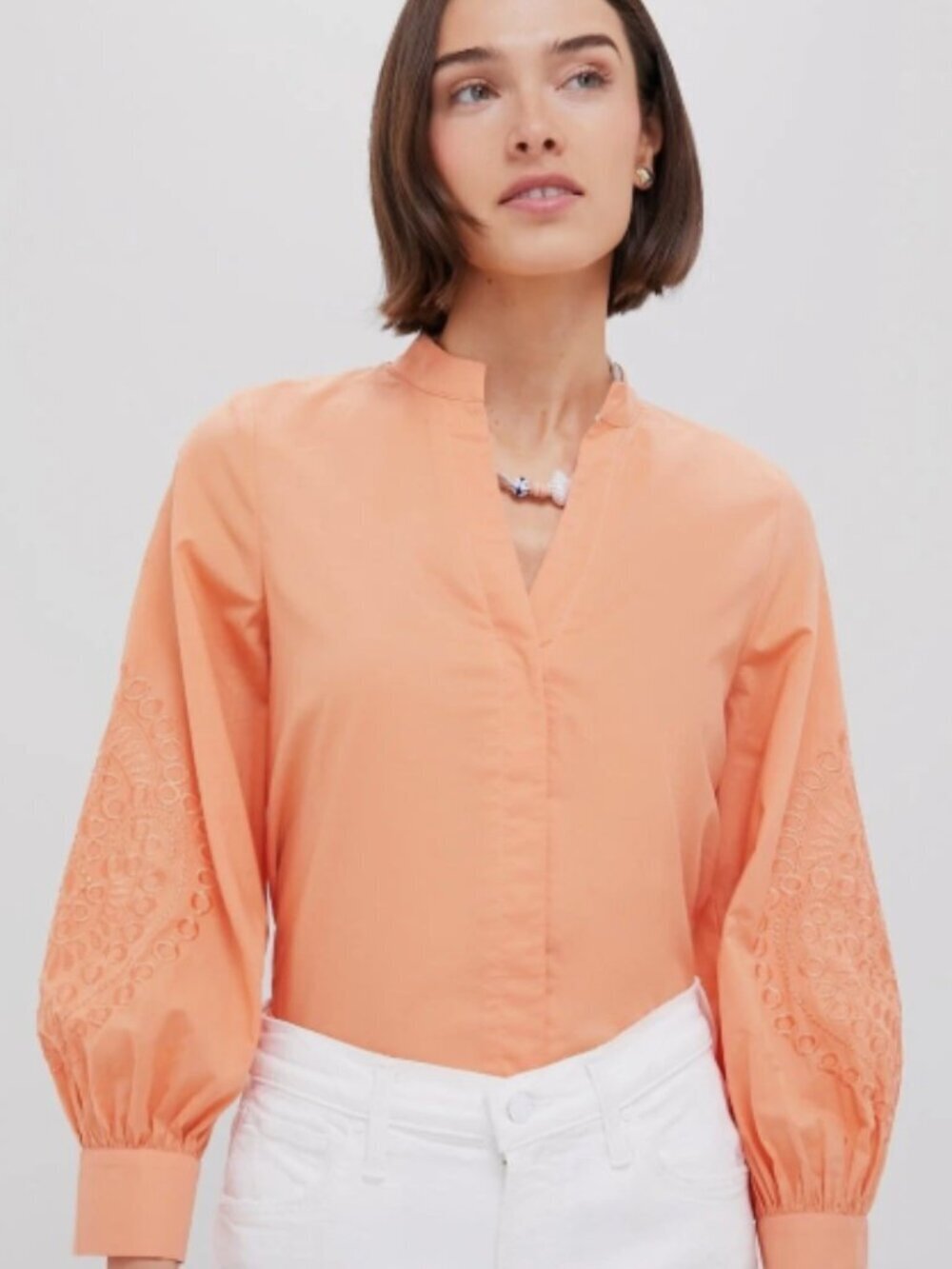 Tuckernuck HYACINTH HOUSE Size XXL Orange Peach Embroidered Wisteria Blouse NEW! - Picture 1 of 9